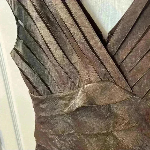 Adrianna Papell Smoky Charcoal Brown Tiered Dress Formal Wedding Guest Size 10 - Picture 2 of 7